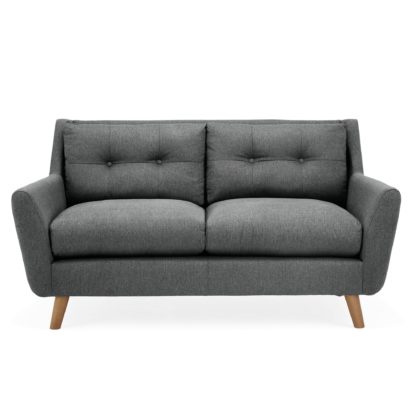 An Image of Halston Fabric 2 Seater Sofa Black