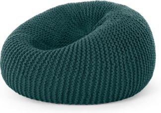 An Image of Aki 100% Wool Knitted Cocoon Bean Bag, Teal Green