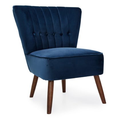 An Image of Isla Velvet Cocktail Chair - Midnight Midnight Blue