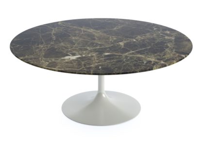 An Image of Knoll Saarinen Round Coffee Table Arabescato Coated Marble