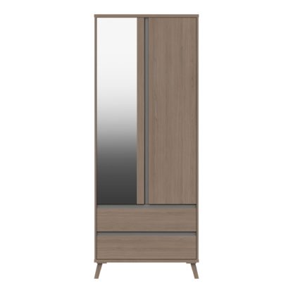 An Image of Jenson 2 Door Combi Wardrobe Light Oak