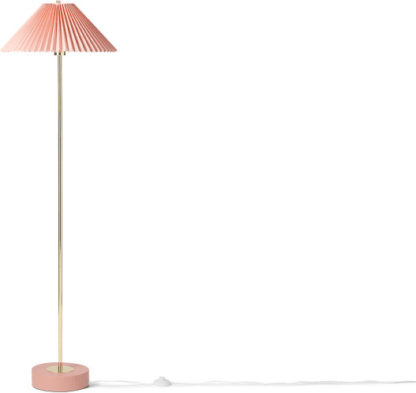 An Image of Gaby Pleated Floor Lamp, Brass & Pink