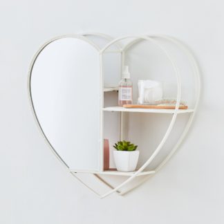 An Image of White Heart Mirrored Metal Shelf White