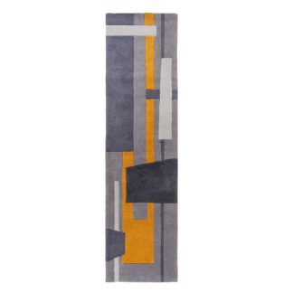 An Image of Elements Farg Abstract Ochre Runner Yellow and Grey