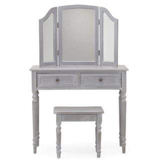 An Image of Lucy Cane Grey Dressing Table Set Grey
