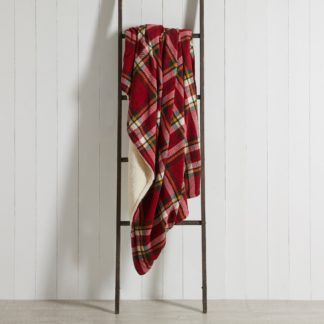 An Image of Albany Check Sherpa 130cm x 180cm Throw Red, Green and Yellow