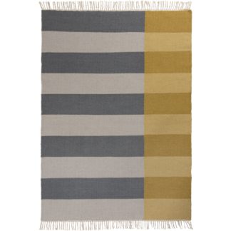 An Image of Rimba Ochre and Grey Wool Blend Rug Grey and Yellow