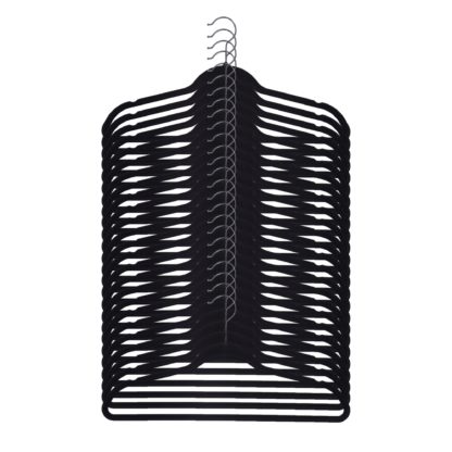 An Image of Pack Of 25 Black Flocked Hangers Black
