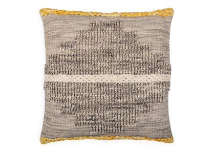 An Image of Heal's Tufted Cushion Grey and Yellow 50 x 50cm