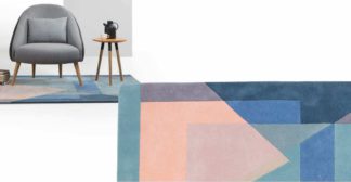 An Image of Pyramid Hand Tufted Wool Rug, Large 160 x 230cm, Tonal Blue