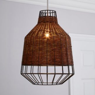 An Image of Ohio Dark Rattan Easy Fit Pendant Brown