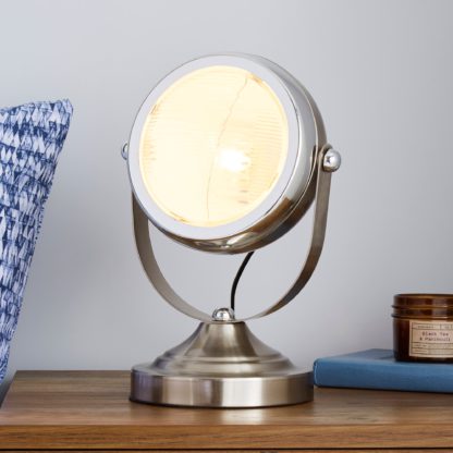 e3074578f4cf9d25dec8635c3d6631504a7dee8fd032064322110ab250b84603-1.jpg An Image of Baxter Headlight Satin Silver Table Lamp Silver Grey