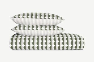 An Image of Venn Cotton Duvet Cover + 2 Pillowcases, King, Cypress Green/Silver Grey
