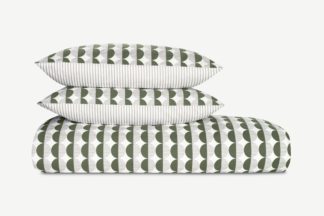 An Image of Venn Cotton Duvet Cover + 2 Pillowcases, Double, Cypress Green/Silver Grey