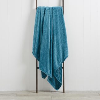 An Image of Evan 130cm x 180cm Teal Throw Teal (Blue)