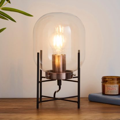 An Image of Dayo Jardinere Glass Table Lamp Black