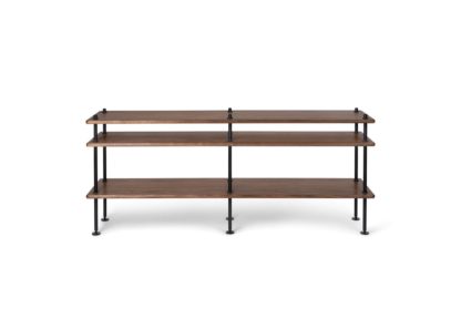 An Image of Carl Hansen & Søn BM0253 Shelving System Configuration 4 Oiled Walnut Black Legs