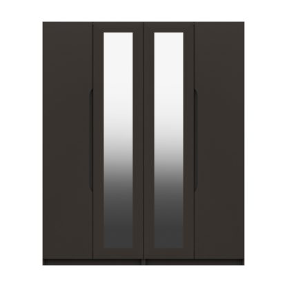 An Image of Legato 4 Door Mirrored Wardrobe Dark Grey