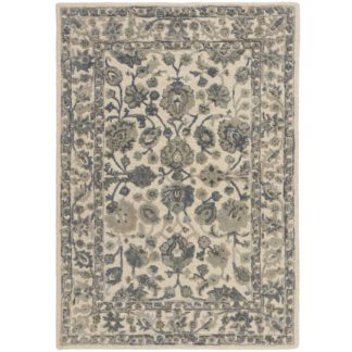 An Image of Chelsea Floral Rug Blue with White (Blue)