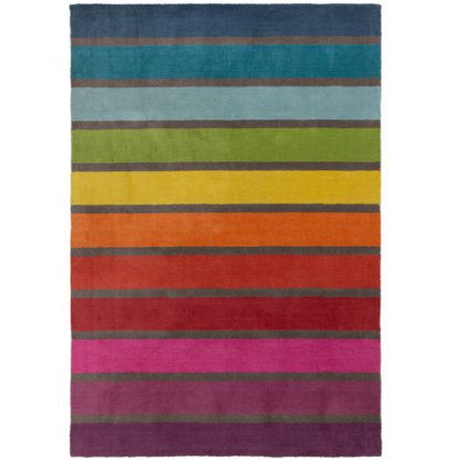 e422904d30e54508b846fb47a5982891e44fa1346cc4fb5ae873ad2bc424c20c-2.jpg An Image of Juno Wool Striped Rug Red, Pink and Blue