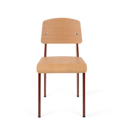 An Image of Vitra Prouvé Standard Chair Red/Oak