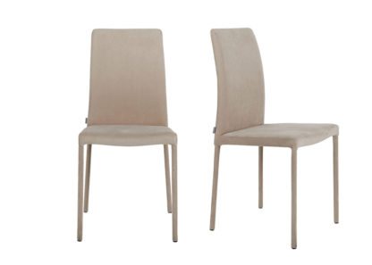 An Image of Heal's Bronte Pair of Dining Chairs Plush Velvet Platinum