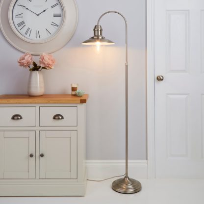 An Image of Masso Fishermans Pendant Satin Nickel Floor Lamp Silver