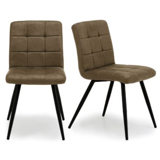 An Image of Porter Set of 2 Dining Chairs Tan Microsuede Tan
