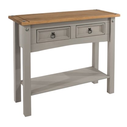 An Image of Corona Grey 2 Drawer Hall Table with Shelf Grey