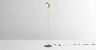 An Image of Amira Disc Floor Lamp, Opal Glass & Brass