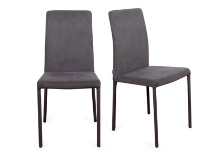 An Image of Heal's Bronte Pair of Dining Chairs Plush Velvet Platinum