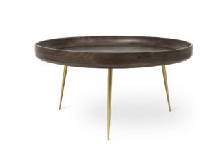 An Image of Mater Bowl Extra Large Occasional Table Grey Mango Brass Legs
