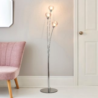 An Image of Kelly 3 Arm Bubble Glass Floor Lamp Silver