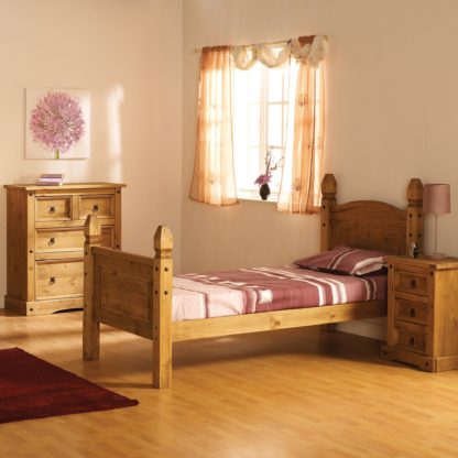 e8ad4d1528ac511fa8d74de98bbe43264956817143c288cbf46113a919d0af7a-1.jpg An Image of Corona Mexican High Foot End Bed Frame Brown