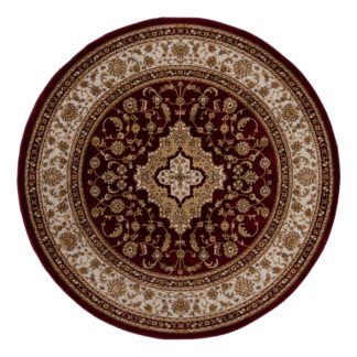 An Image of Antalya Traditional Circle Rug Red, Beige and Brown