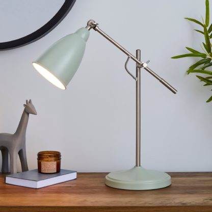 An Image of Robson Seafoam Lever Arm Task Desk Lamp Seafoam (Blue)