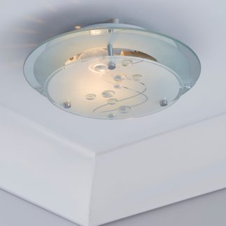 An Image of 1 Light Glass Flush Ceiling Fitting White