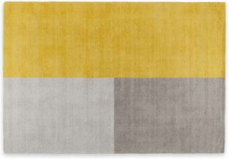 An Image of Elkan Wool Tufted Rug, Small 120 x 170cm, Block Mustard