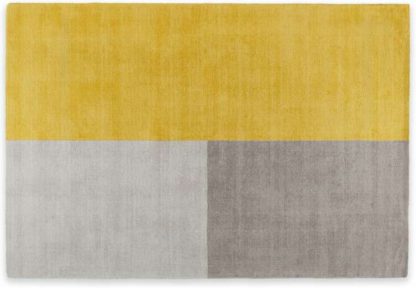 An Image of Elkan Wool Tufted Rug, Small 120 x 170cm, Block Mustard