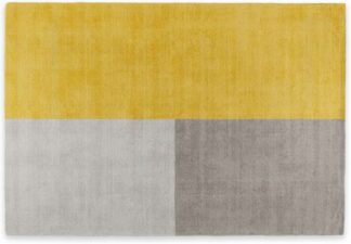 An Image of Elkan Wool Tufted Rug, Large 160 x 230cm, Block Mustard