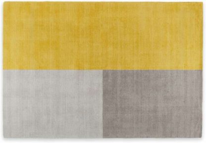 An Image of Elkan Wool Tufted Rug, Large 160 x 230cm, Block Mustard