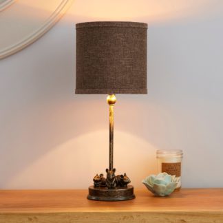 An Image of Feltham Resin Mouse Bronze Table Lamp Bronze