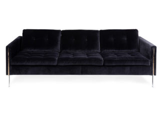 An Image of Ligne Roset Andy Large Sofa Varese Velvet Raven Chrome Legs