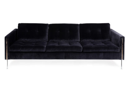 An Image of Ligne Roset Andy Large Sofa Varese Velvet Raven Chrome Legs