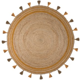 An Image of Istanbul Jute Circle Rug Yellow and Brown