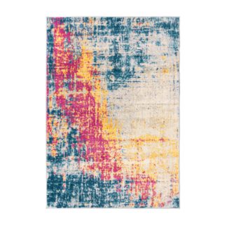 An Image of Galaxy Abstract Multi Rug Blue, Yellow and Pink