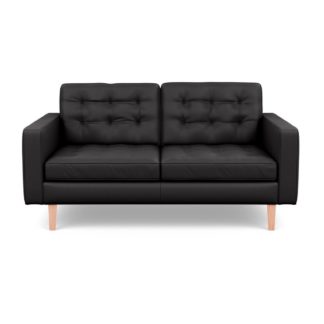 An Image of Heal's Hepburn 2 Seater Sofa Leather Grain Graphite 063 Natural Feet