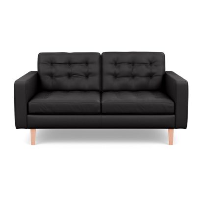 An Image of Heal's Hepburn 2 Seater Sofa Leather Grain Graphite 063 Natural Feet