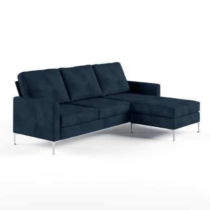 An Image of Chapman Velvet Reversible Corner Sofa Grey