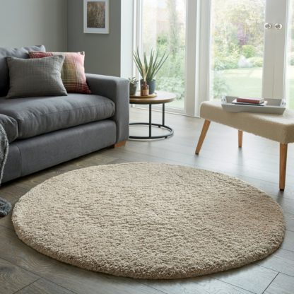 An Image of Cosy Teddy Round Rug Yellow